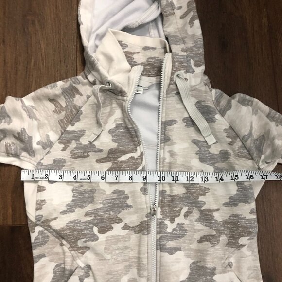 Athleta Triumph Printed Hoodie Jacket Full Zip Grey Gypsum Camo Size Small - Picture 2 of 9